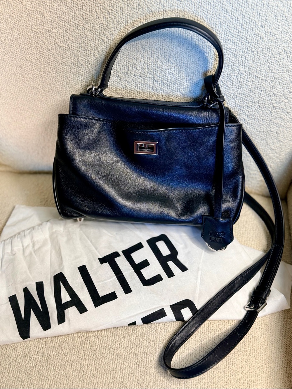 Walter Baker Billie Mini Leather Satchel, Black